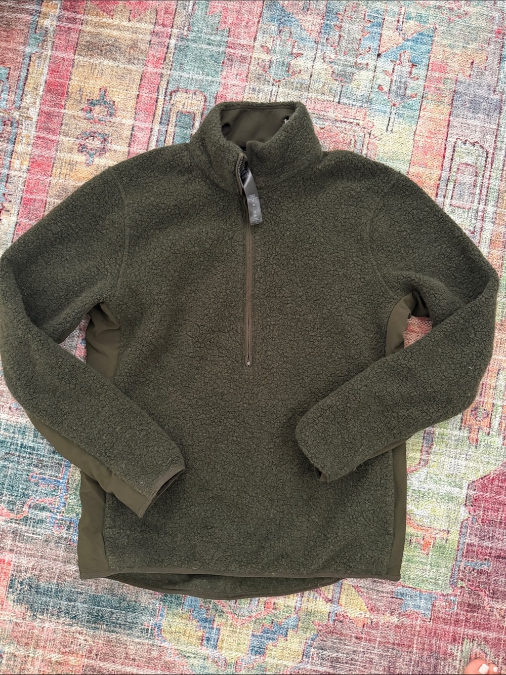 Uniqlo Olive Sherpa Half-Zip Pullover
